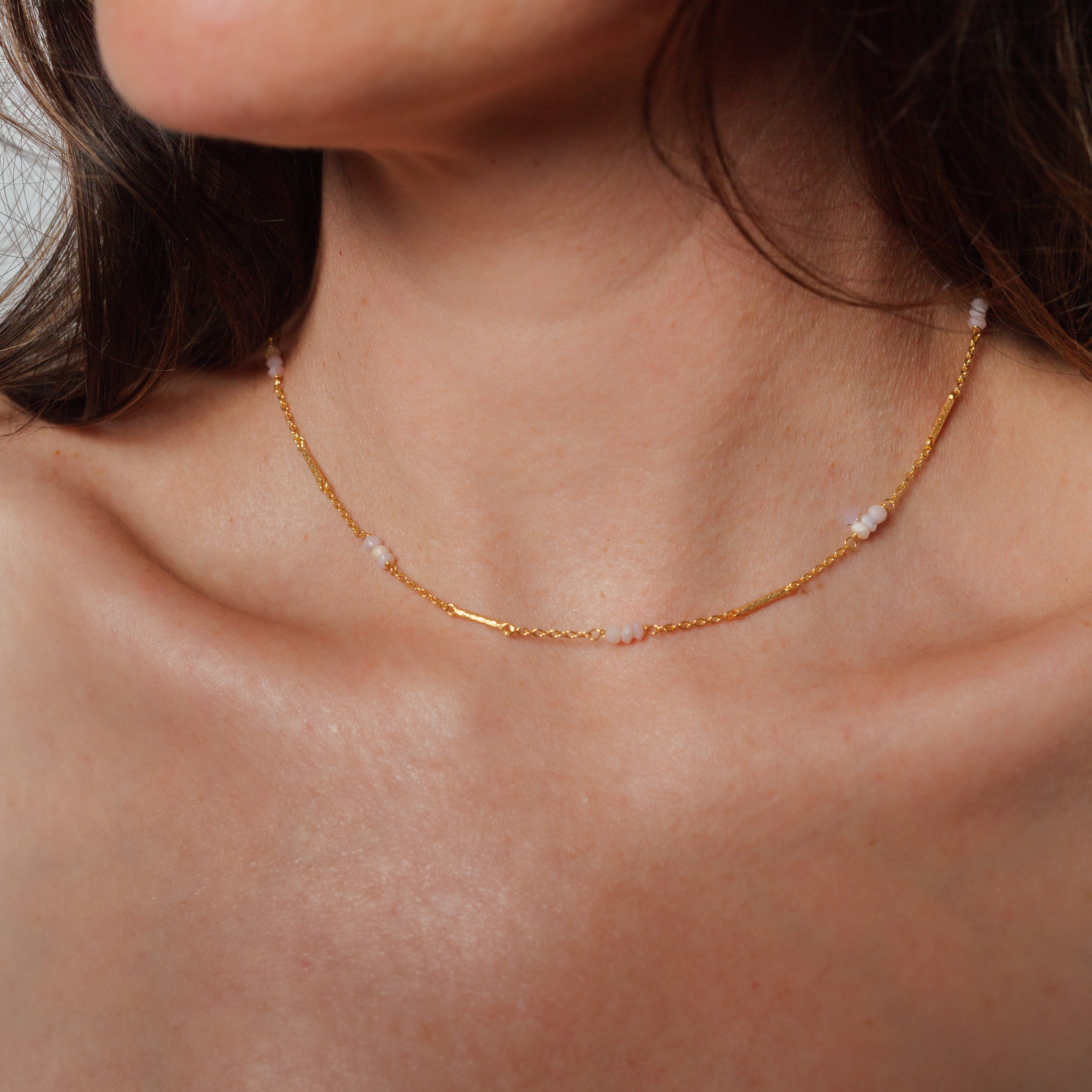 Golden Wings Necklace | Pink Opal