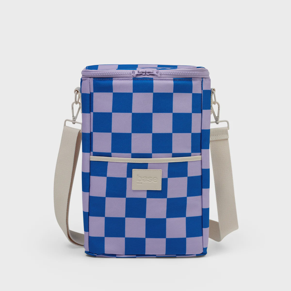 Bottle Base Cooler Bag | Lilac + Blue Check