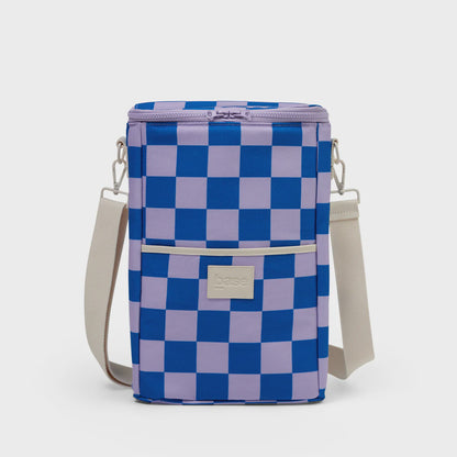 Bottle Base Cooler Bag | Lilac + Blue Check