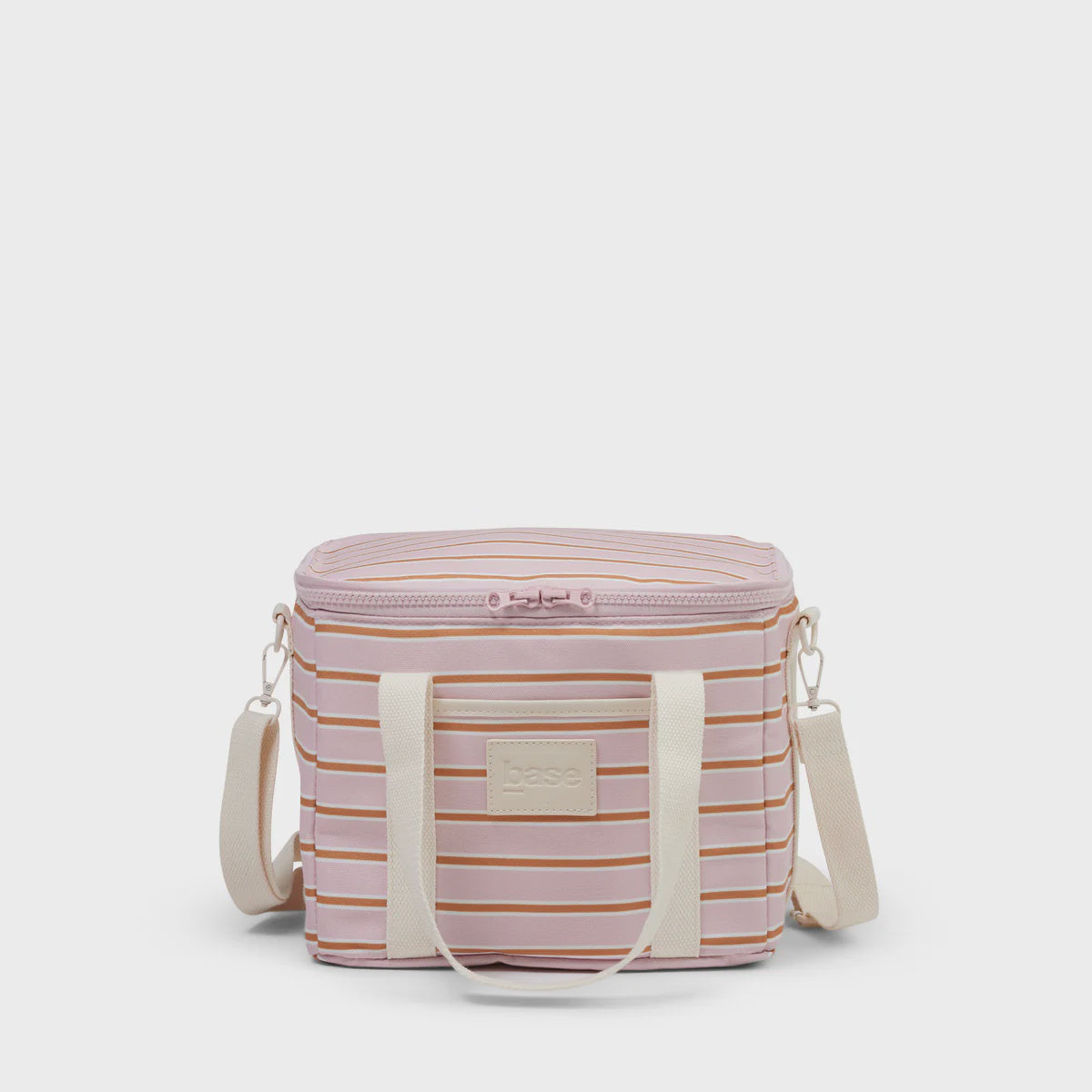 Lunch Base Cooler Bag | Soft Pink + Rust Stripe