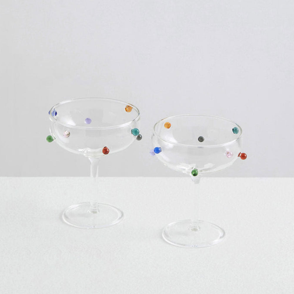 2  Champagne Coupes | Clear &amp; Multi