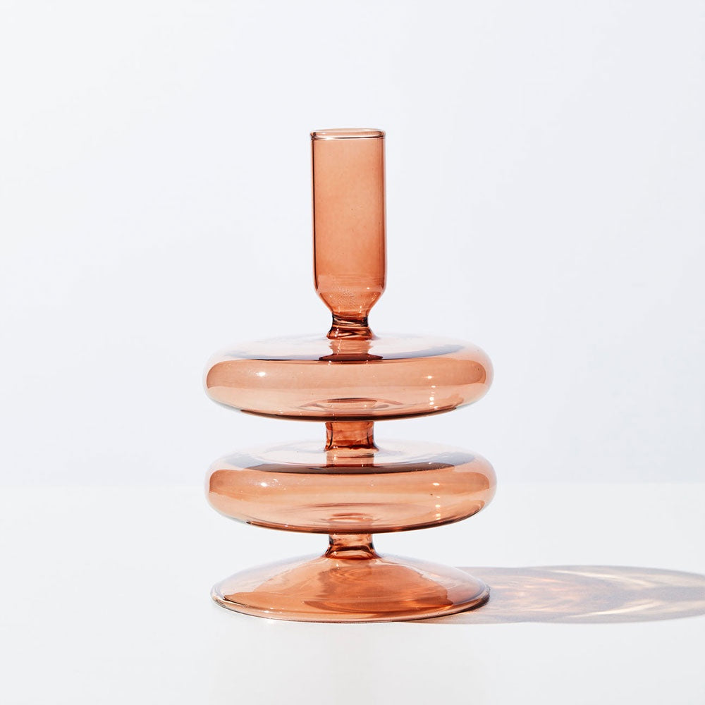 Double Bubble Candle Holder in Chocolate