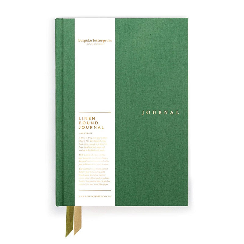 Linen Bound Journal - Fern Green (Lined Journal)